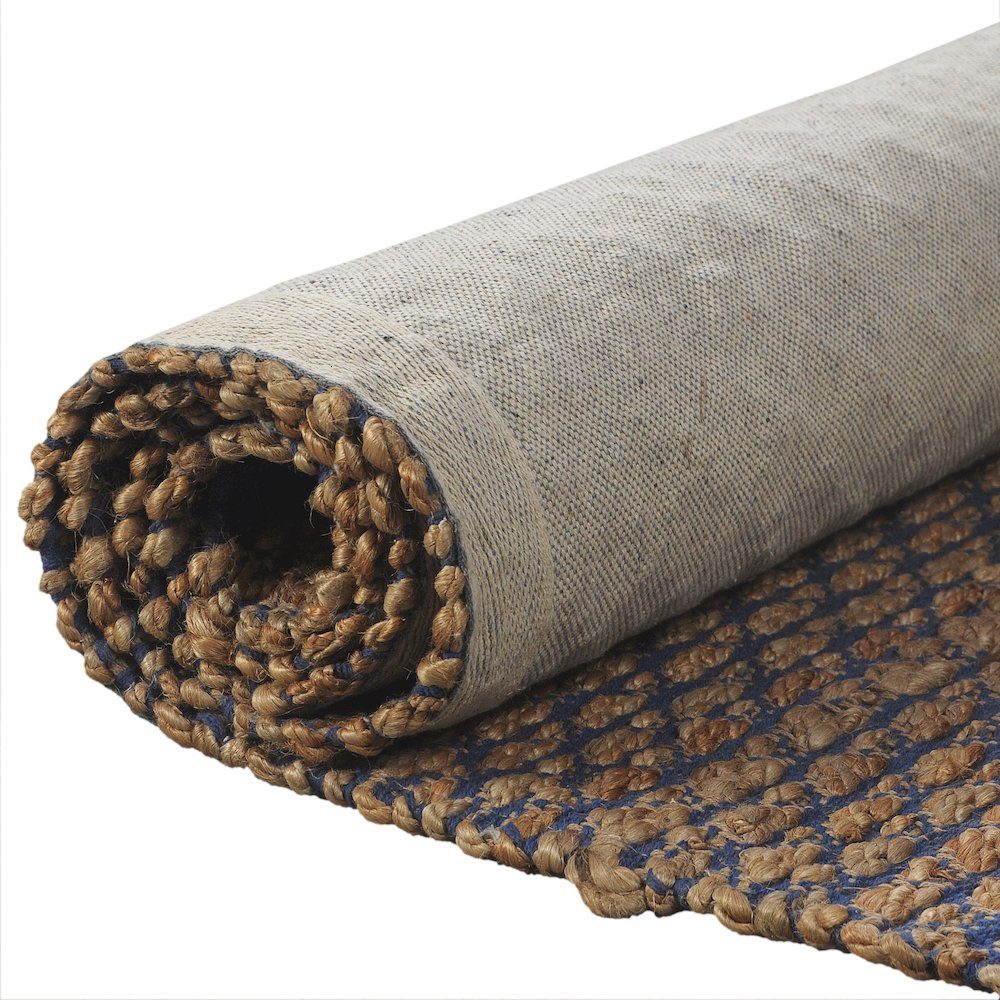 Natural Fiber Jute Blend Area Rug Indoor in Tan/Blue, 5' x 7'9". Picture 5