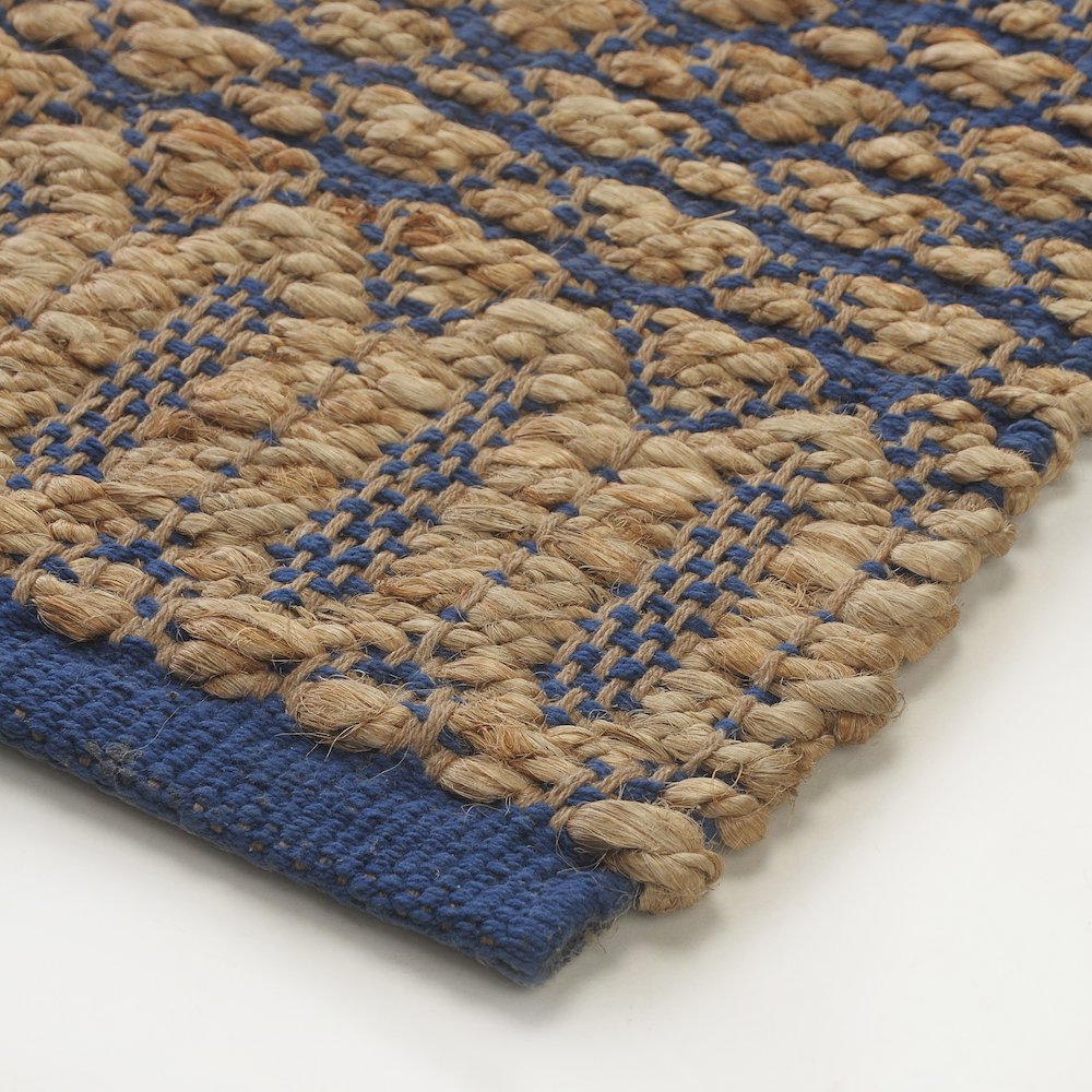 Natural Fiber Jute Blend Area Rug Indoor in Tan/Blue, 5' x 7'9". Picture 6