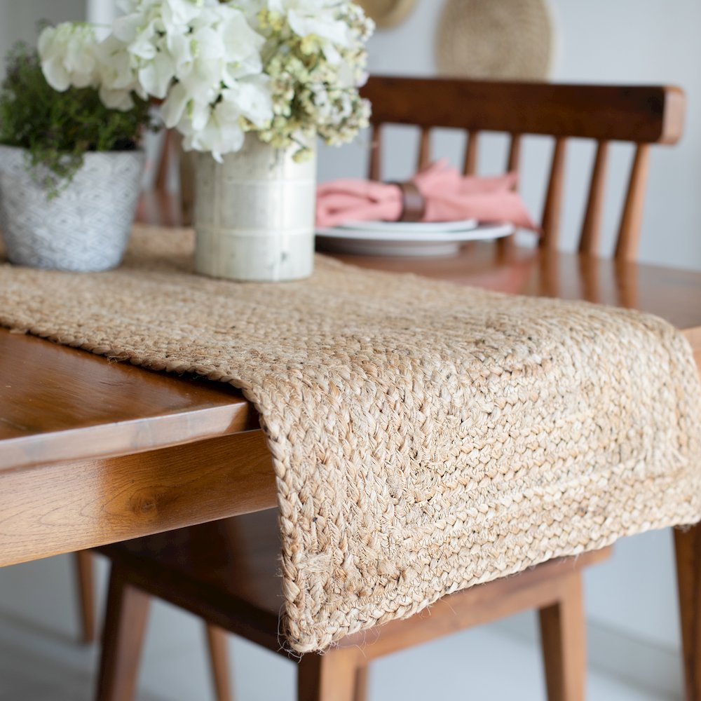 Classic Jute Table Top Placemat in Tan,  1'4" x 6'8". Picture 5