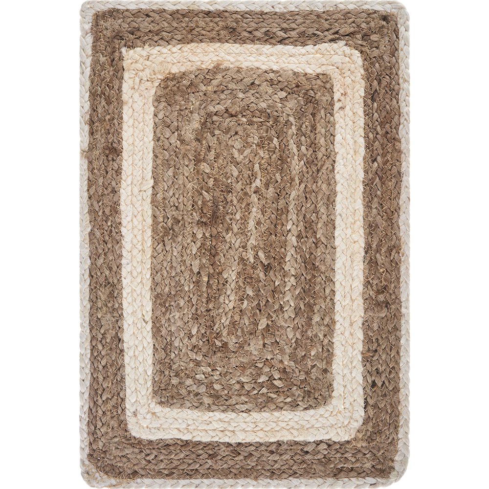 Classic Jute Set of 4 Table Top Placemat in Tan/White,  1'1" x 1'7". Picture 4