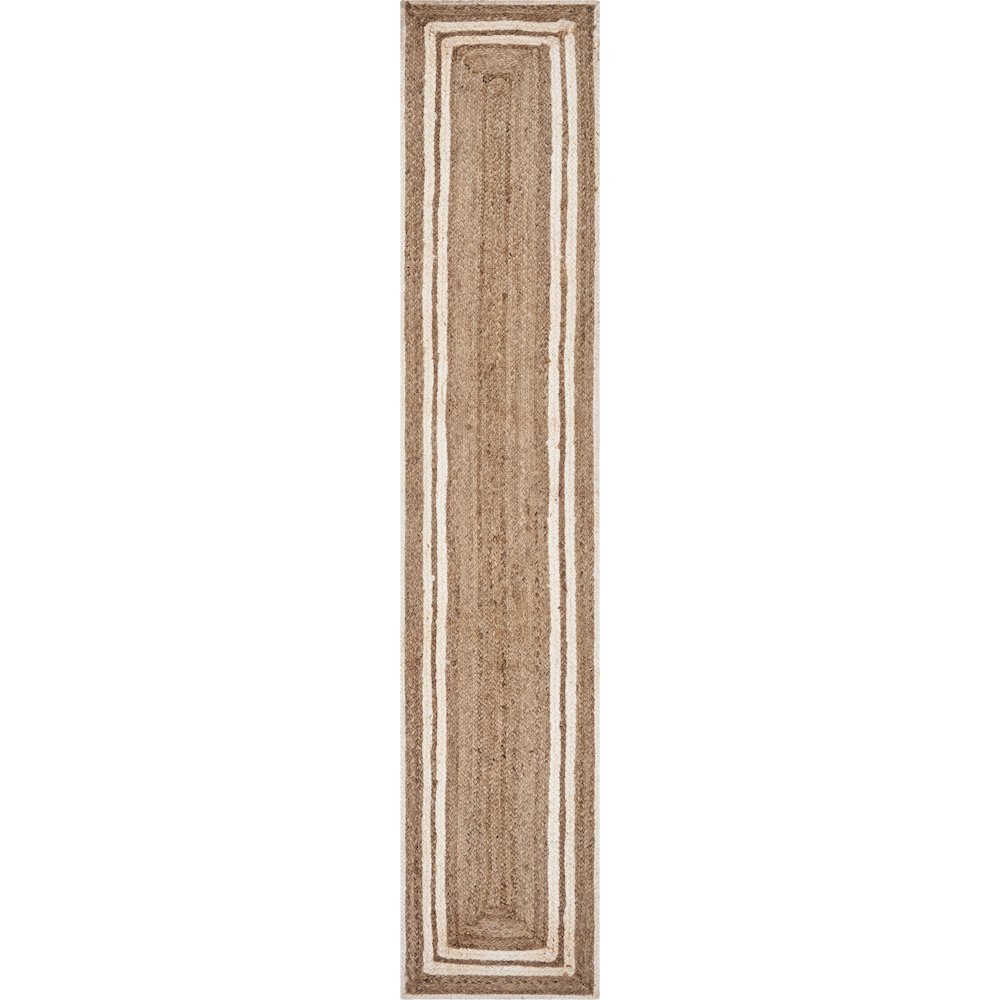 Classic Jute Table Top Placemat in Tan/White,  1'4" x 6'8". Picture 1