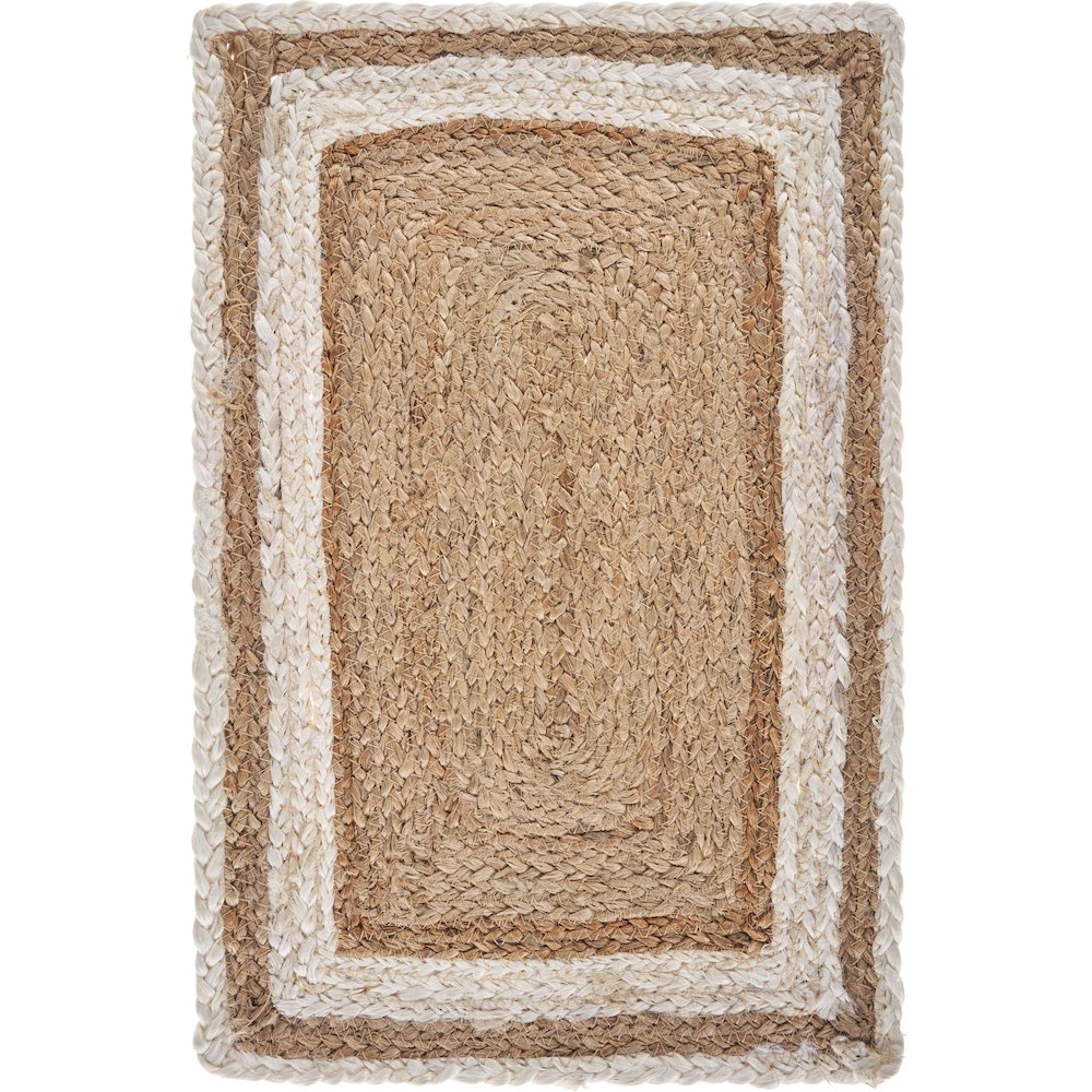 Classic Jute Set of 4 Table Top Placemat in White/Multicolored,  1'1" x 1'7". Picture 3