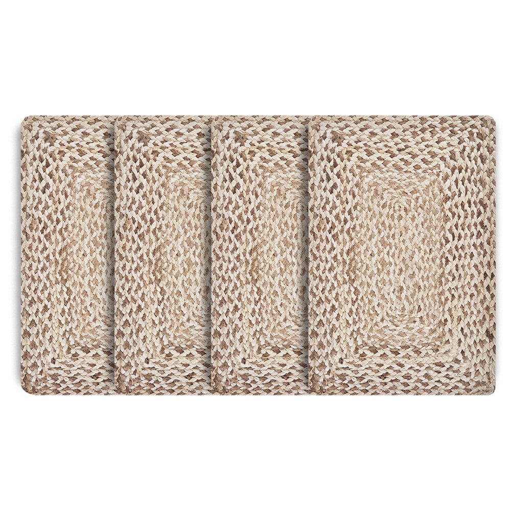 Classic Jute Set of 4 Table Top Placemat in White/Tan,  1'1" x 1'7". Picture 1