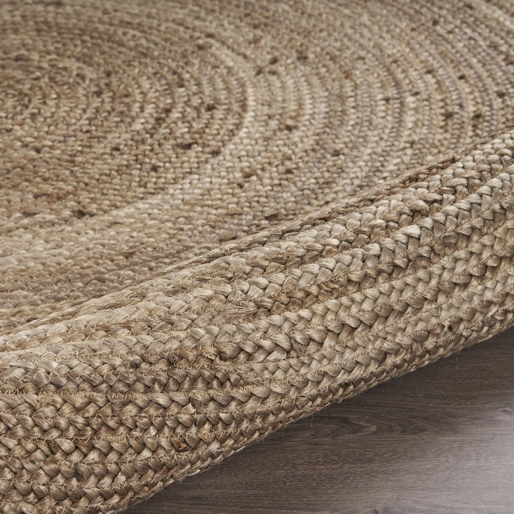 Boutique Jute Jute Area Rug Indoor in Tan/Gray, 4' Round. Picture 4