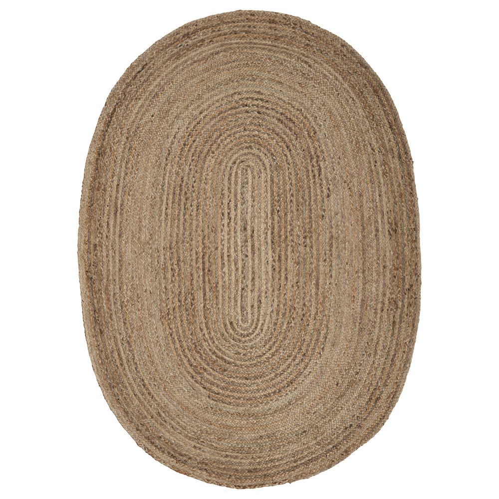 Boutique Jute Jute Area Rug Indoor in Tan/Gray, 5' x 7' Oval. Picture 1
