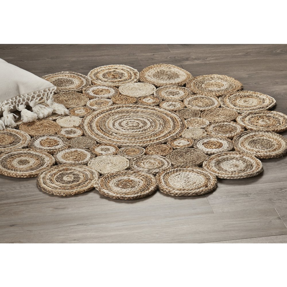 Boutique Jute Jute Area Rug Indoor in Brown/Ivory, 4' Round. Picture 4