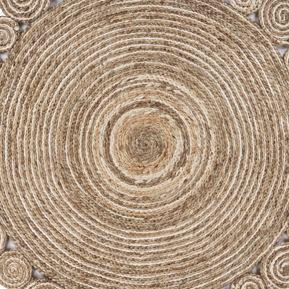 Boutique Jute Jute Area Rug Indoor in Tan/Ivory, 4' Round. Picture 2