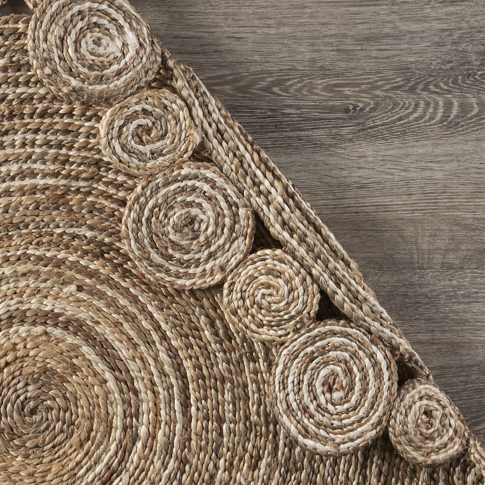Boutique Jute Jute Area Rug Indoor in Tan/Ivory, 4' Round. Picture 4