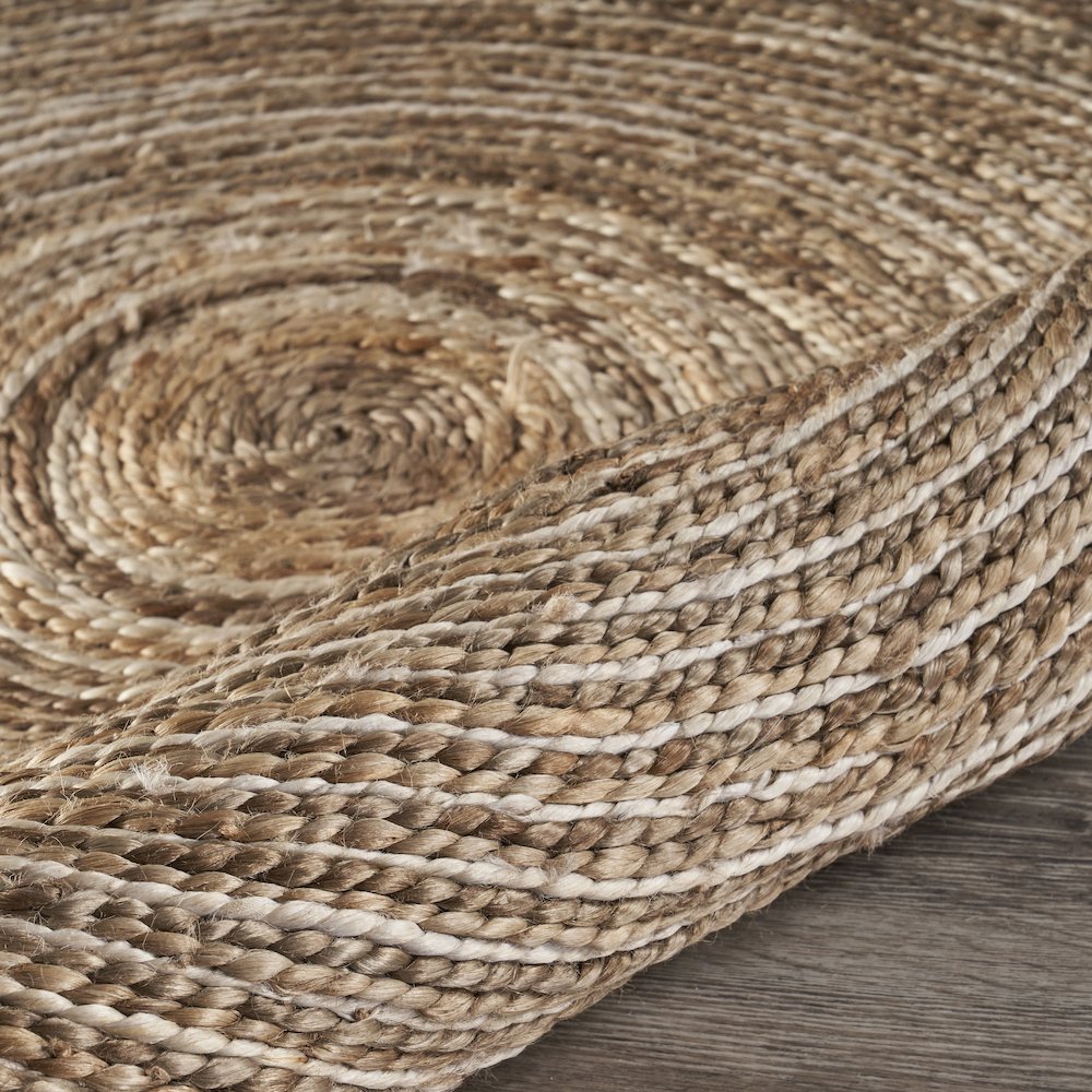 Boutique Jute Jute Area Rug Indoor in Tan/Ivory, 4' Round. Picture 5