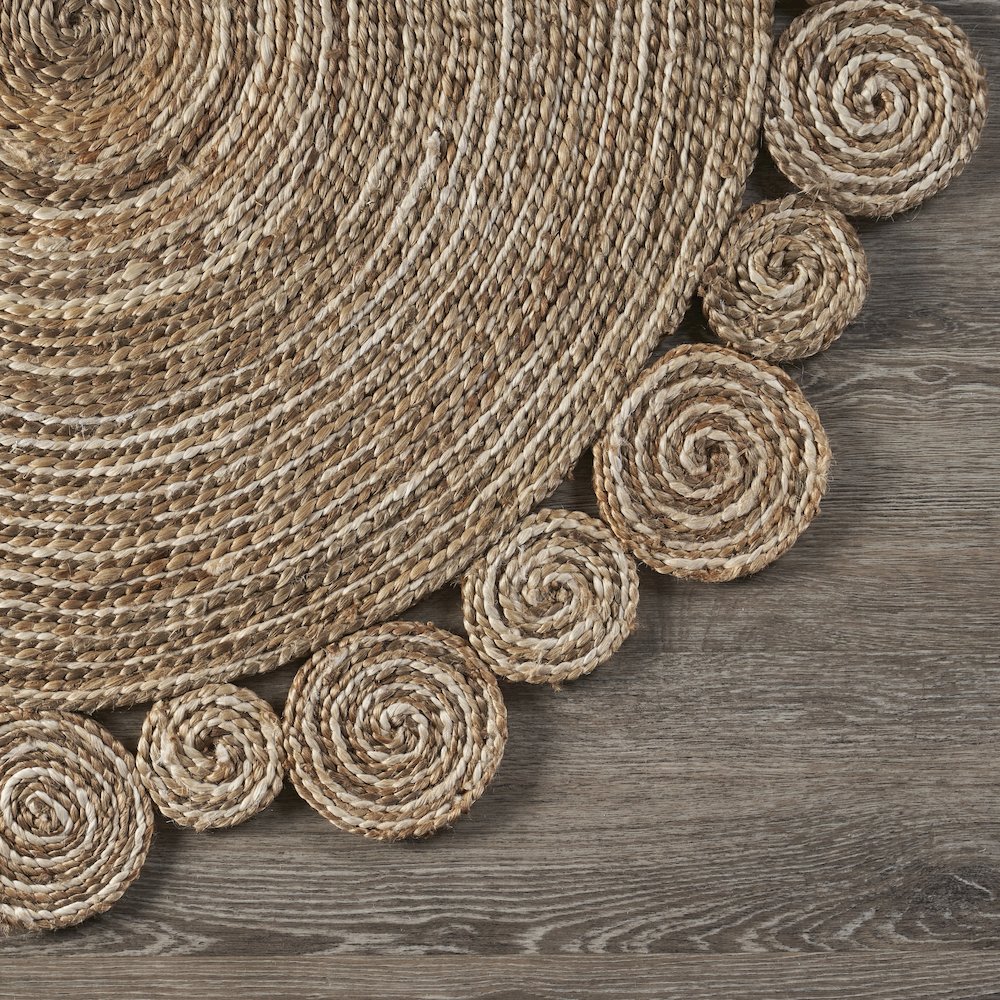 Boutique Jute Jute Area Rug Indoor in Tan/Ivory, 4' Round. Picture 6