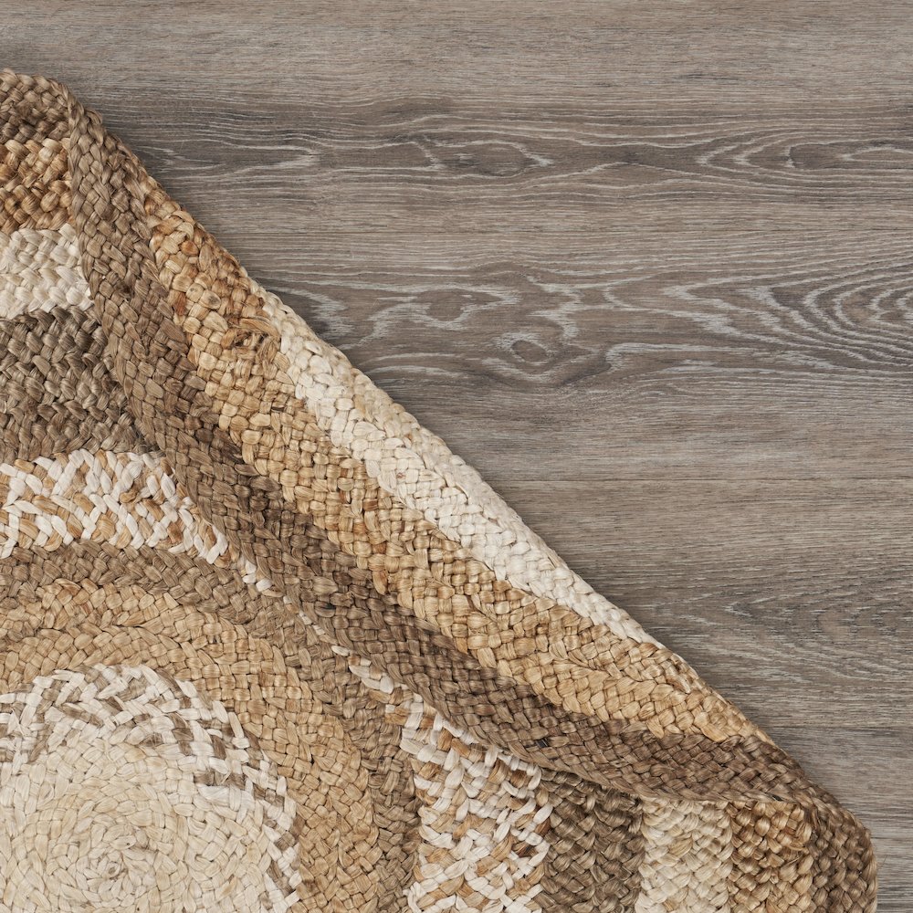 Boutique Jute Jute Area Rug Indoor in Brown/Ivory, 4' Round. Picture 6