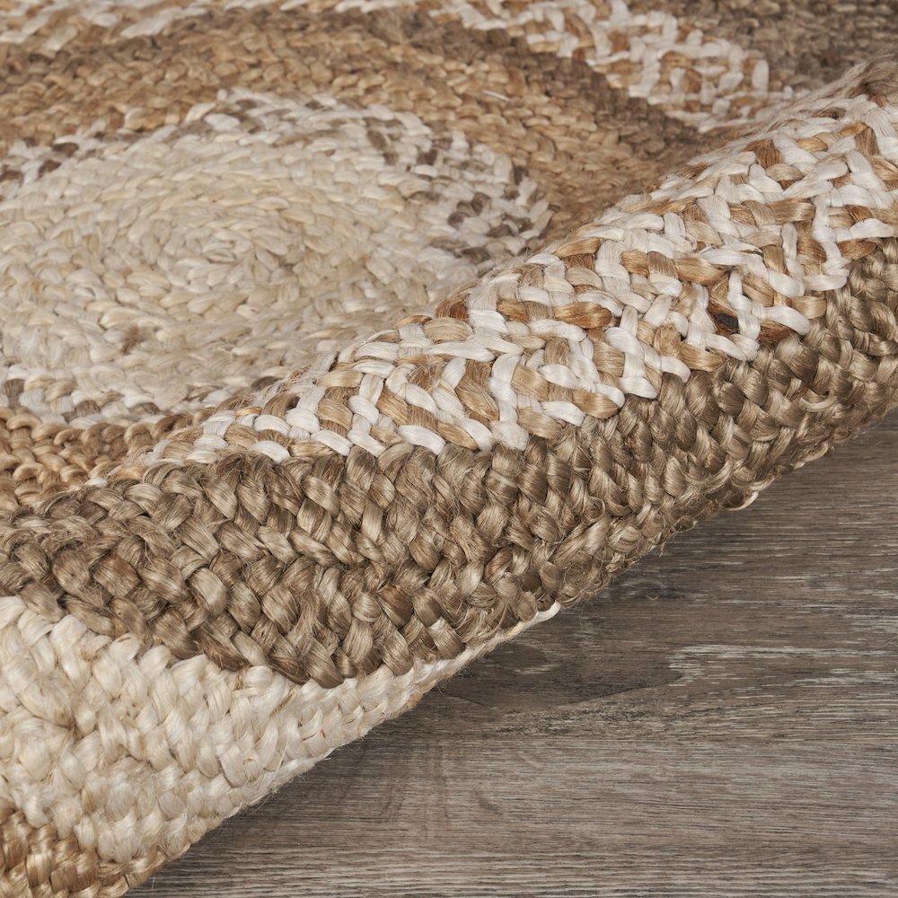 Boutique Jute Jute Area Rug Indoor in Brown/Ivory, 4' Round. Picture 4