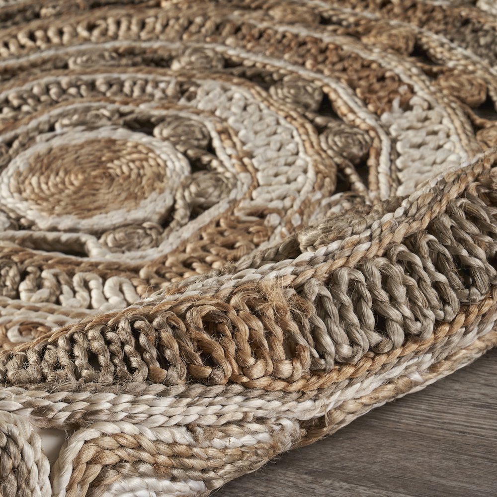 Boutique Jute Jute Area Rug Indoor in Brown/Ivory, 4' Round. Picture 5