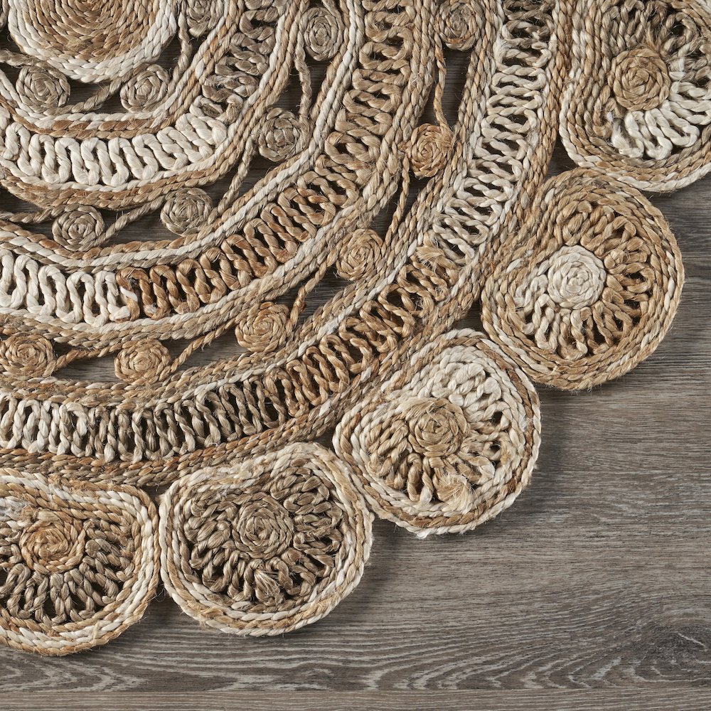 Boutique Jute Jute Area Rug Indoor in Brown/Ivory, 4' Round. Picture 6