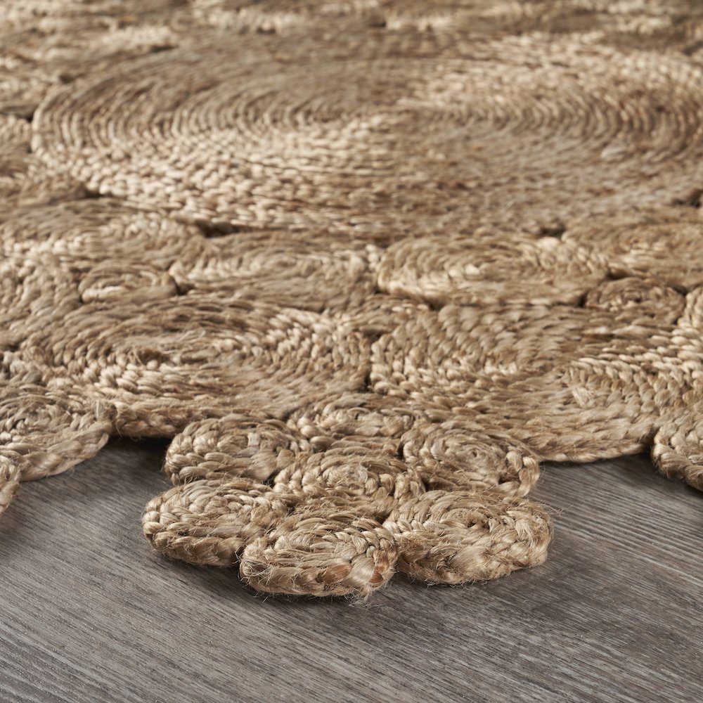 Boutique Jute Jute Area Rug Indoor in Brown/Tan, 4' Round. Picture 3
