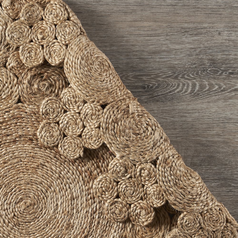 Boutique Jute Jute Area Rug Indoor in Brown/Tan, 4' Round. Picture 4