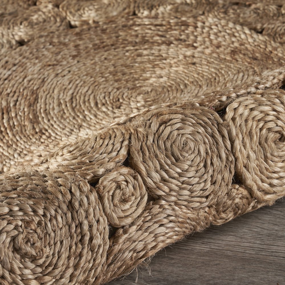 Boutique Jute Jute Area Rug Indoor in Brown/Tan, 4' Round. Picture 5