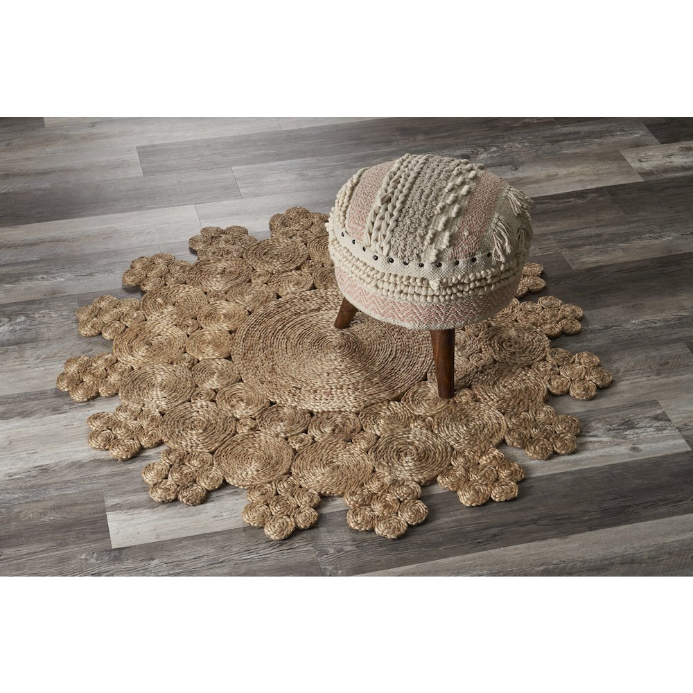 Boutique Jute Jute Area Rug Indoor in Brown/Tan, 4' Round. Picture 7