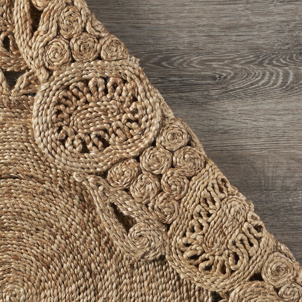 Boutique Jute Jute Area Rug Indoor in Brown/Tan, 4' Round. Picture 4