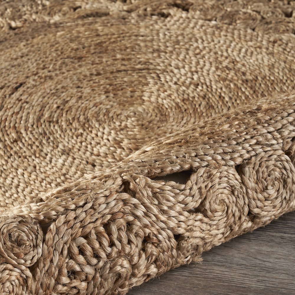 Boutique Jute Jute Area Rug Indoor in Brown/Tan, 4' Round. Picture 5