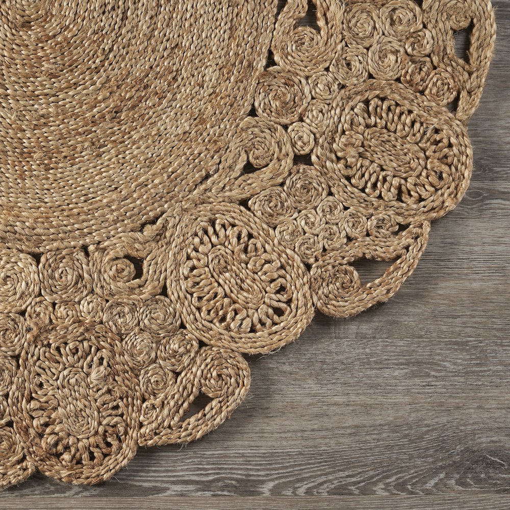 Boutique Jute Jute Area Rug Indoor in Brown/Tan, 4' Round. Picture 6