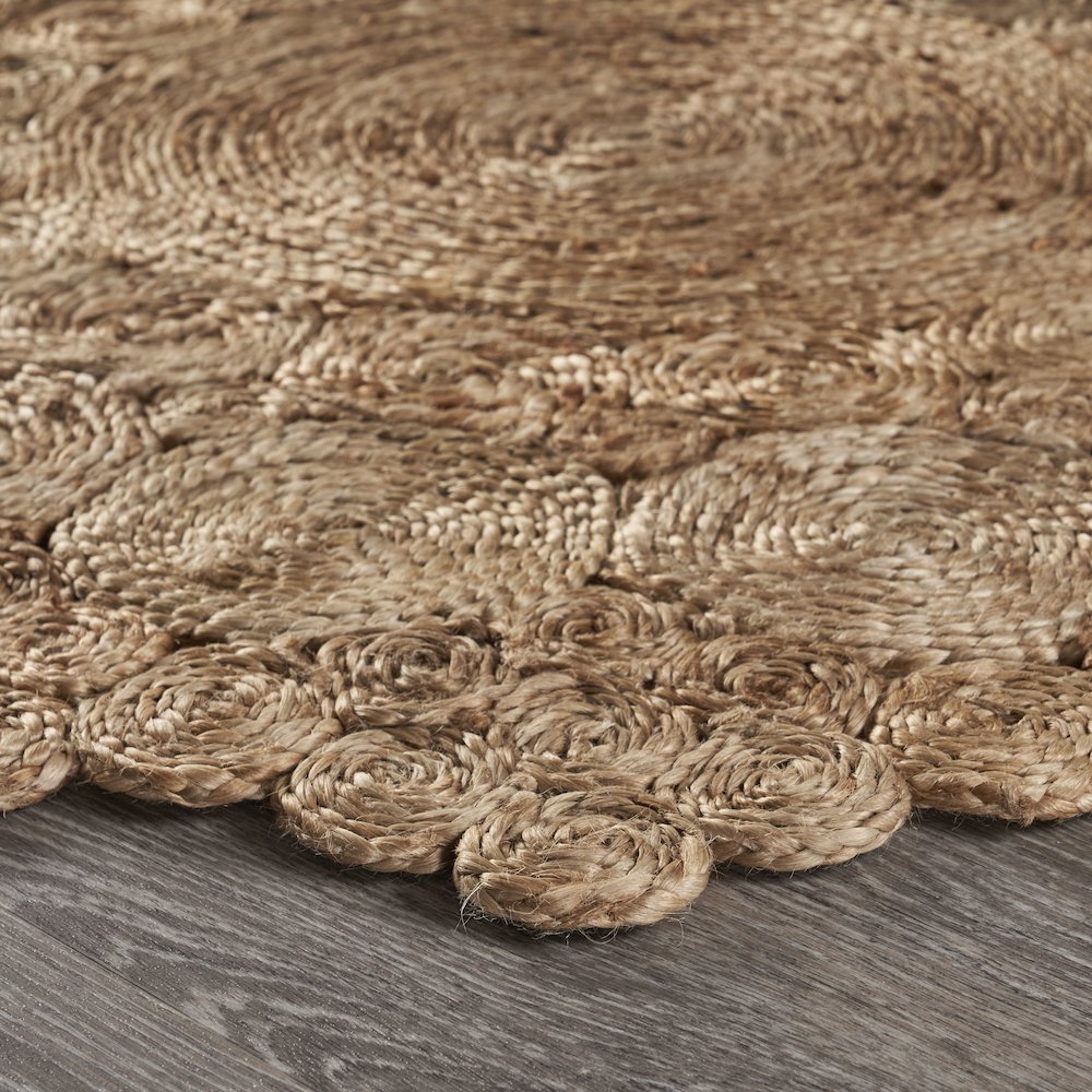 Boutique Jute Jute Area Rug Indoor in Brown/Tan, 4' Round. Picture 3