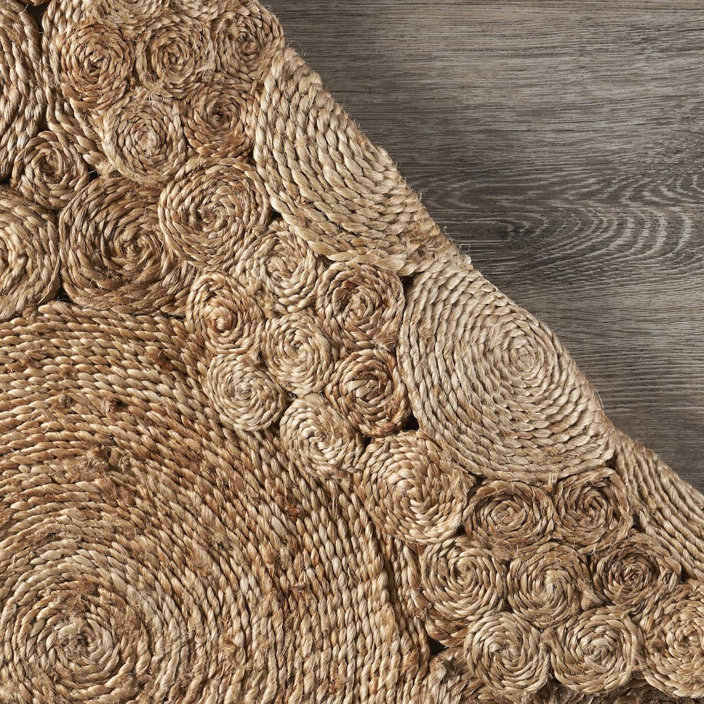 Boutique Jute Jute Area Rug Indoor in Brown/Tan, 4' Round. Picture 4