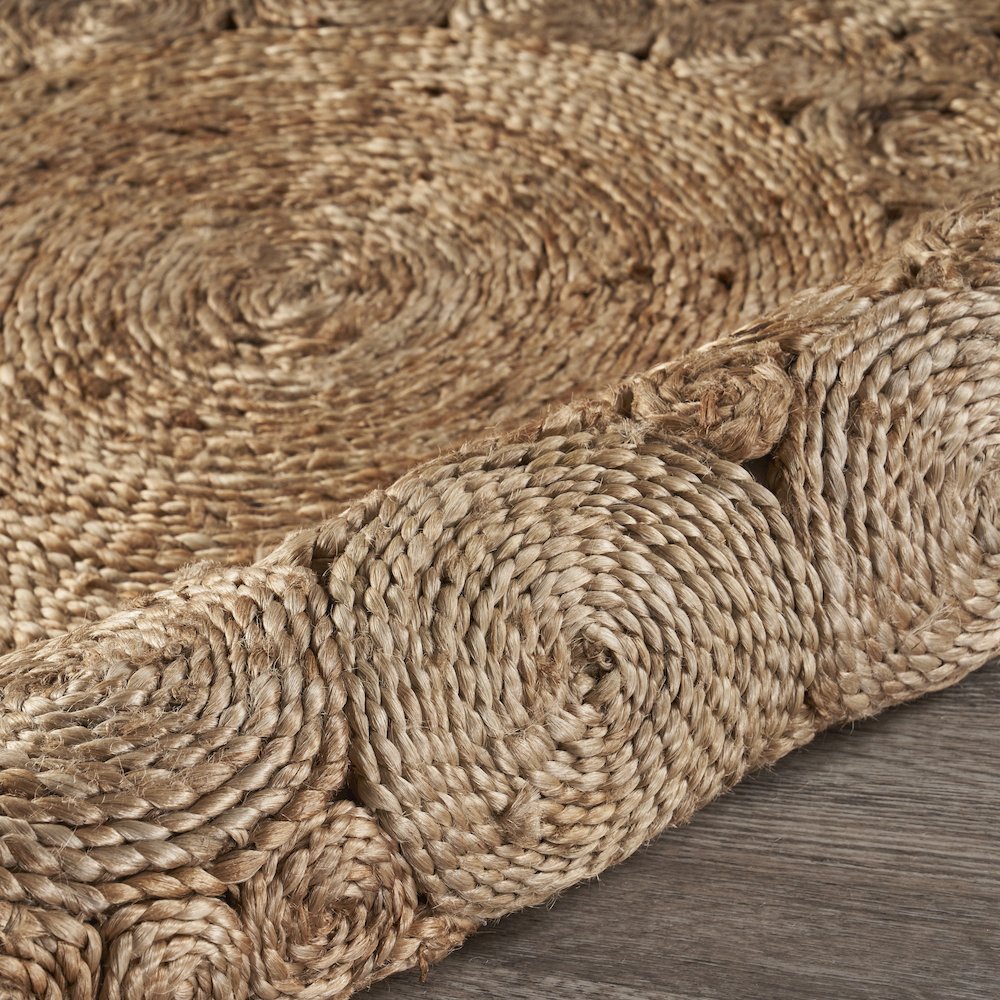 Boutique Jute Jute Area Rug Indoor in Brown/Tan, 4' Round. Picture 5