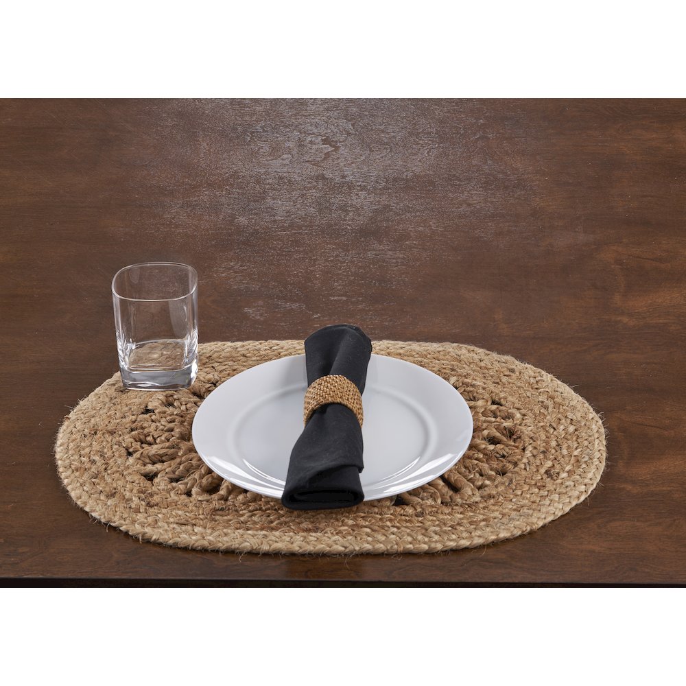 Natural Fiber Set of 4 Table Top Placemat in Brown,  13" x 19". Picture 2