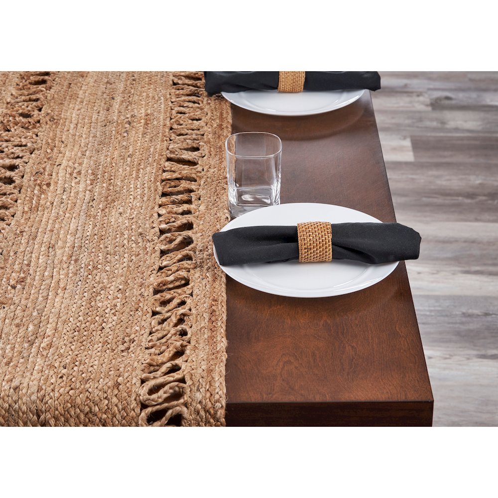 Natural Fiber Braided Border All-Natural Jute Table Runner. Picture 2