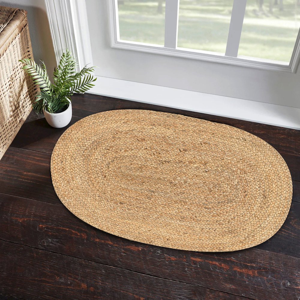 Ox Bay Natural Brown Farmhouse Jute Indoor Oval Area Rug. Picture 3