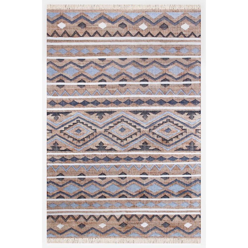 Coastal Cohesion Handwoven Jute and Chotton Dhurrie Area Rug. Picture 1