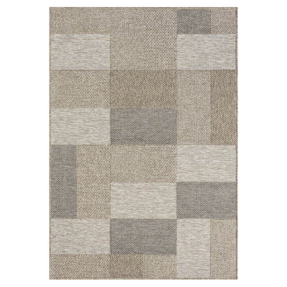 Oslo Modern Color-Block Brown Indoor Outdoor Area Rug. Picture 1