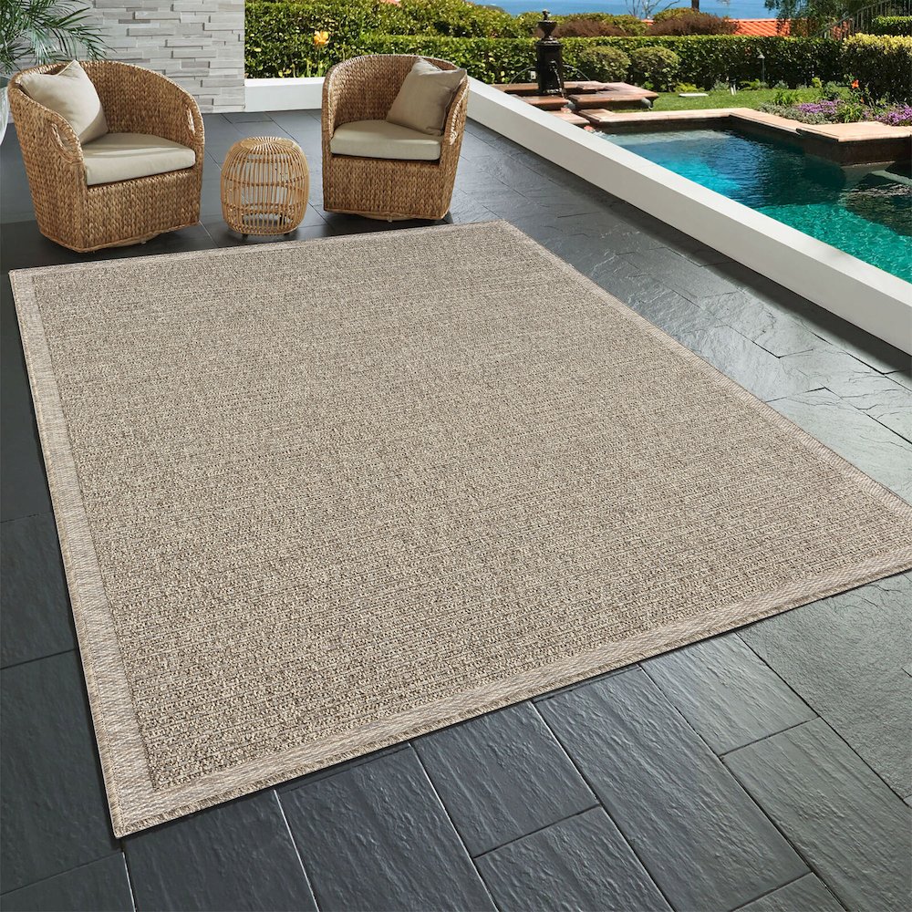 Oslo Modern Solid Brown Indoor Outdoor Area Rug. Picture 8