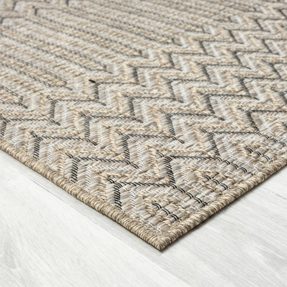 Oslo Modern Chevron Brown Indoor Outdoor Area Rug. Picture 3