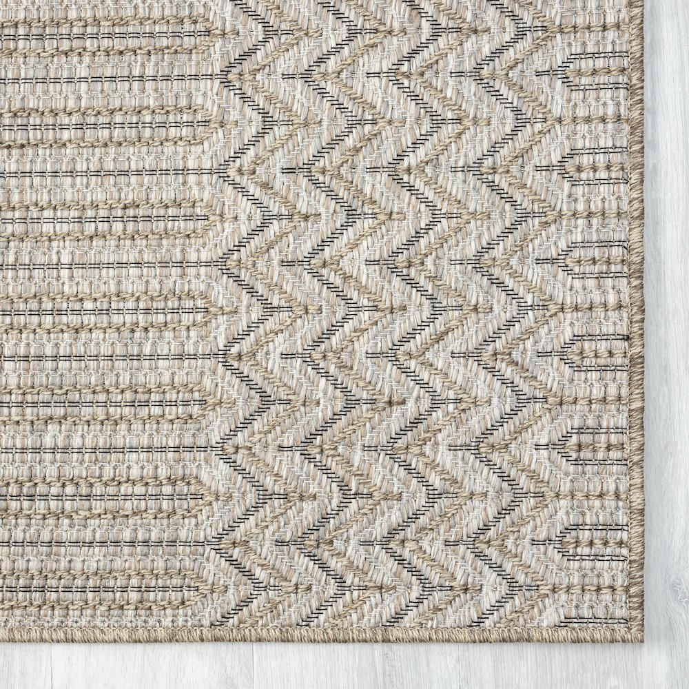 Oslo Modern Chevron Brown Indoor Outdoor Area Rug. Picture 5