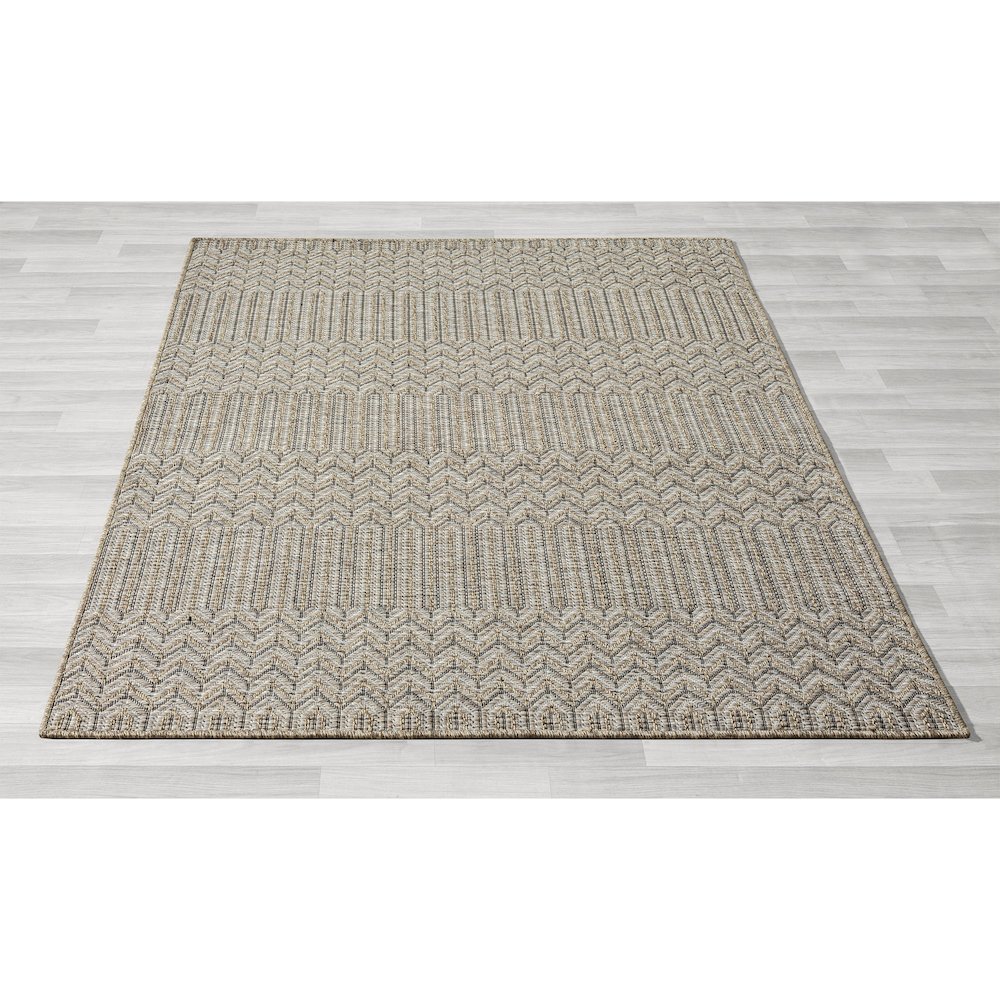 Oslo Modern Chevron Brown Indoor Outdoor Area Rug. Picture 9