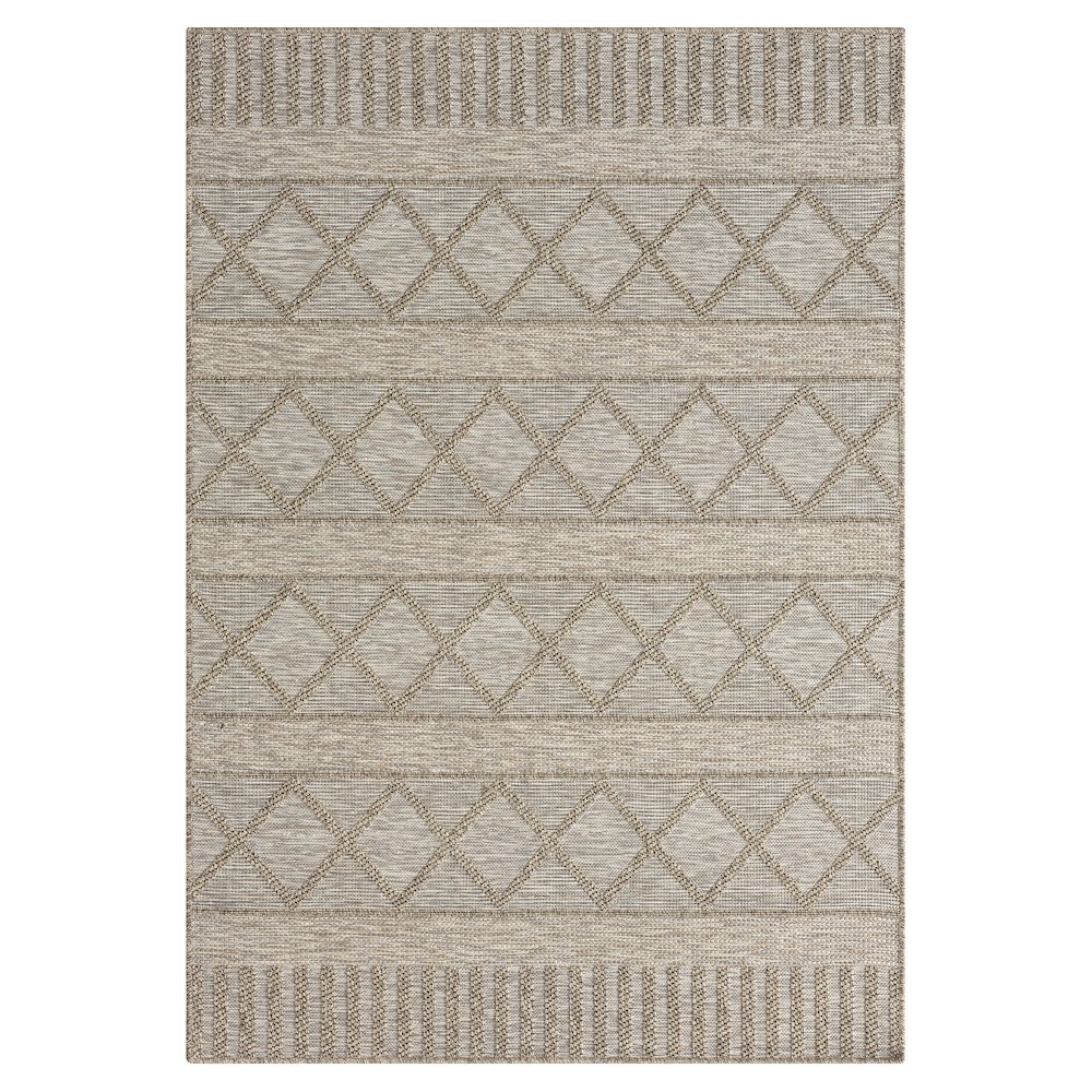 Oslo Contemporary Diamond Brown Indoor Outdoor Area Rug. Picture 1