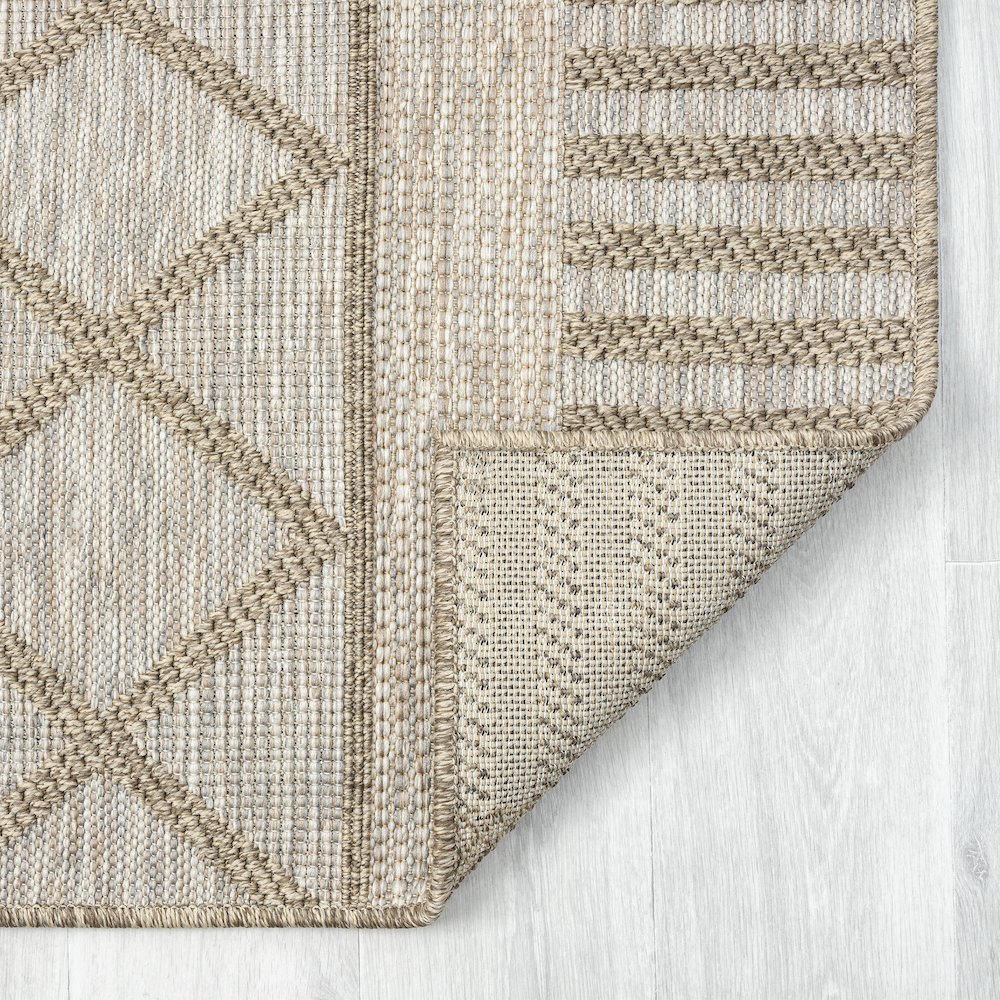 Oslo Contemporary Diamond Brown Indoor Outdoor Area Rug. Picture 6