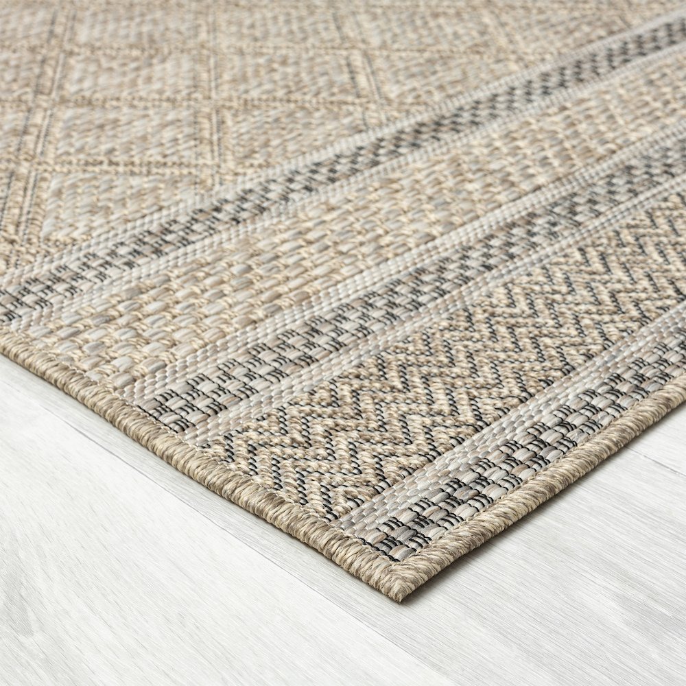 Oslo Contemporary Geometric Brown Indoor Outdoor Area Rug. Picture 3