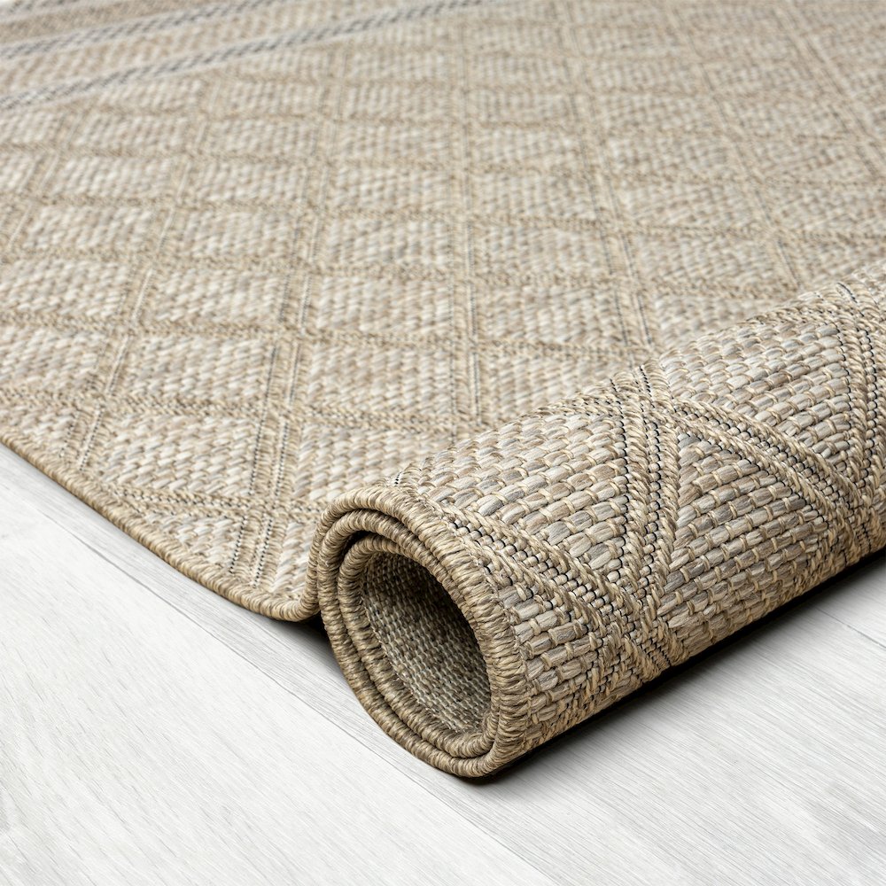 Oslo Contemporary Geometric Brown Indoor Outdoor Area Rug. Picture 5