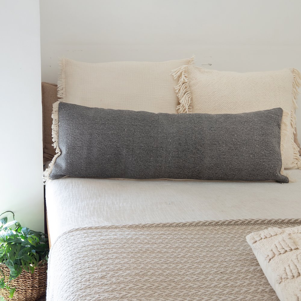 Ox Bay Hand-stitched Cream Distressed All-Natural Cotton  Pillow Cover. Picture 7