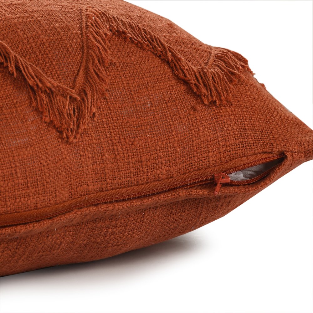 Solid Cinnamon Chevron Shag Throw Pillow. Picture 4