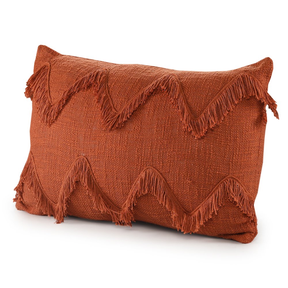 Solid Cinnamon Chevron Shag Throw Pillow. Picture 9