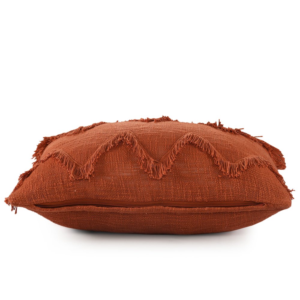 Solid Cinnamon Chevron Shag Throw Pillow. Picture 5