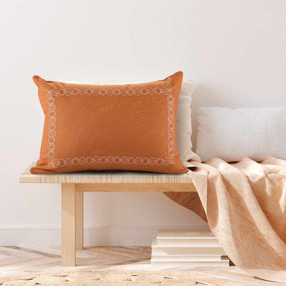 Evette Rios Rory Soft Striped Cinnamon Lumbar Throw Pillow. Picture 3