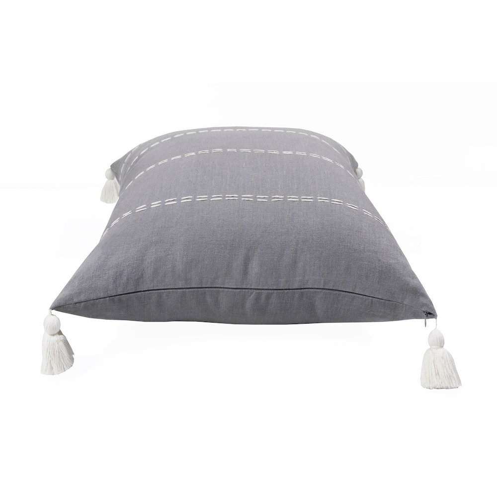 Estate Linen Poly Filled Pillow in Gray/Ivory, 20" x 20". Picture 4