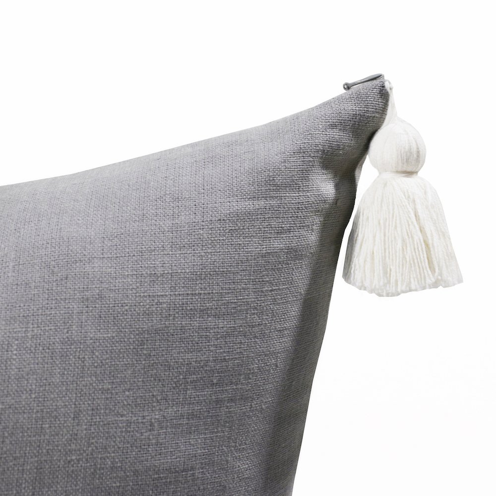 Estate Linen Poly Filled Pillow in Gray/Ivory, 20" x 20". Picture 3