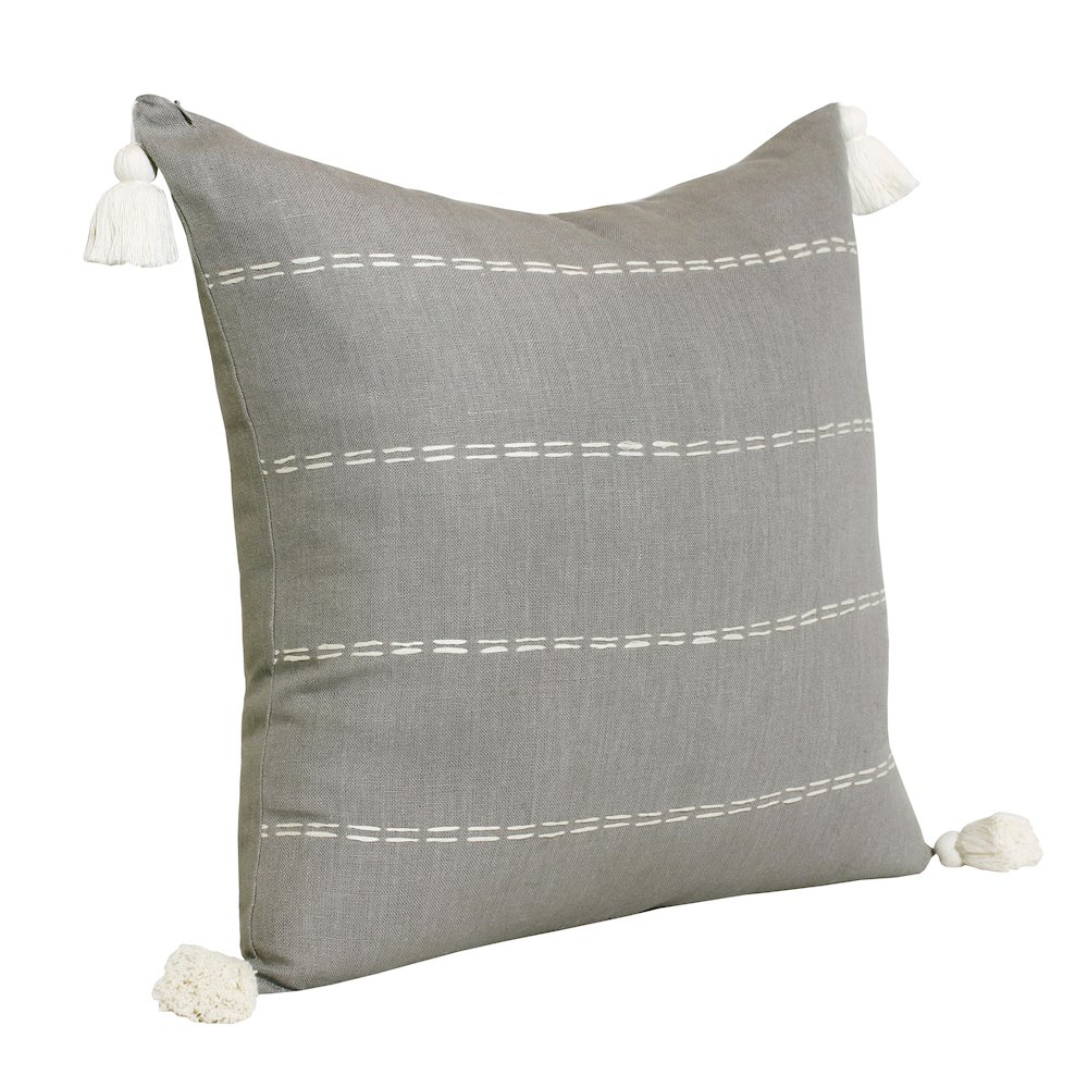 Estate Linen Poly Filled Pillow in Gray/Ivory, 20" x 20". Picture 2