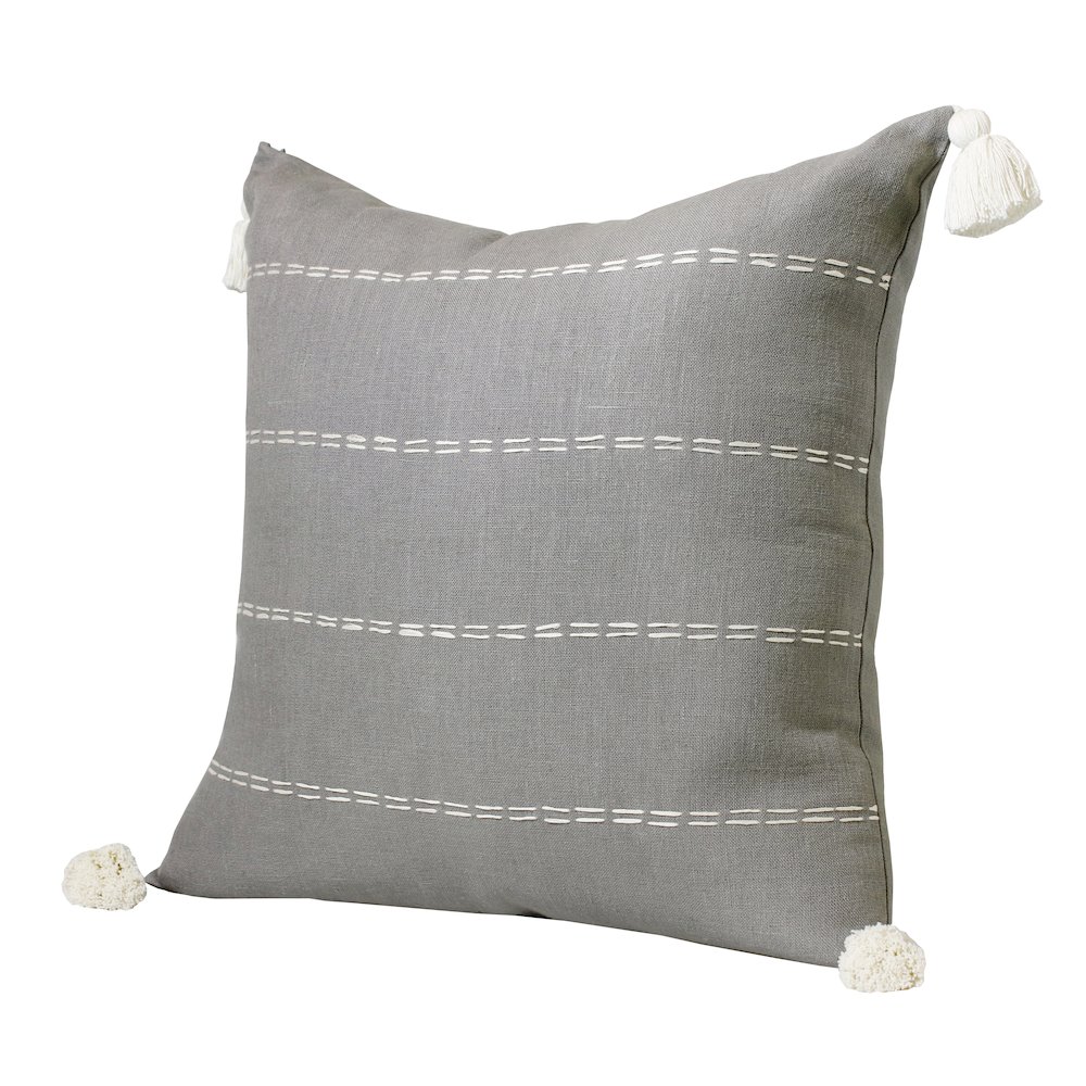 Estate Linen Poly Filled Pillow in Gray/Ivory, 20" x 20". Picture 7